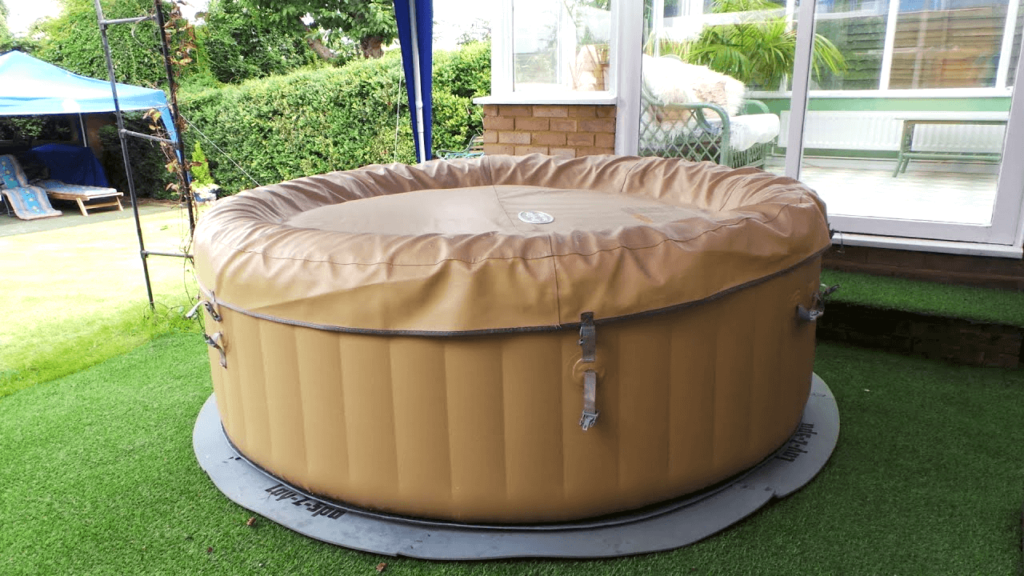 Placing inflatable hot tub on the grass