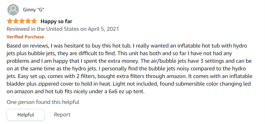 Customer’s review from Amazon 