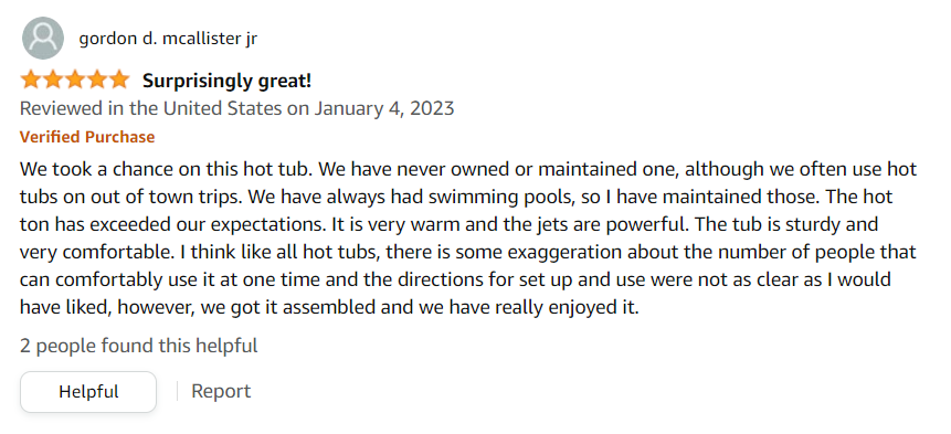 Customer’s review from Amazon 